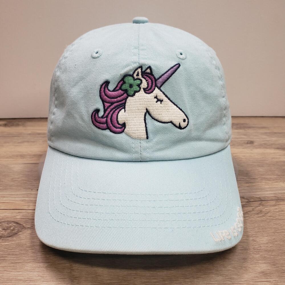 Life Is Good Hat Cap Strap Back Adjustable Blue Unicorn One Of A Kind Womens